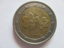 moneta euro 2,00 finlandia 2003 stelle decentrate verso il centro RARO