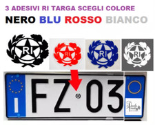 kit 3 adesivo targa auto moto repubblica RI nero epoca bollino stella logo blu