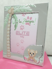 CORNICE PORTAFOTO FOTO BAMBINA BIMBA IN ARGENTO ORSETTO ROSA ER301/4R