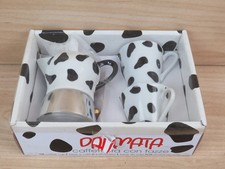 vecchia CAFFETTIERA IN CERAMICA CON TAZZINE DALMATA moka alluminio tazze vintage