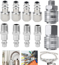 10 Pezzi Raccordi Rapidi Aria Compressa, Attacchi 1/4" BSP Connettori per Tubo C