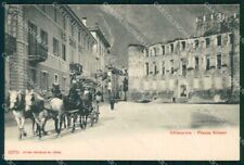 Sondrio Chiavenna Piazza Silvani Carrozza Diligenza cartolina RB6979
