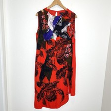 Abito donna Desigual asimmetrico floreale fazzoletto 46 US XXL rosso senza maniche 