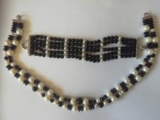 Parure Collana doppio giro E Bracciale vere perle e onice susta in Argento 925