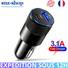 Chargeur allume cigare Voiture Rapide USB Type C IPhone Huawei Xiaomi Universel
