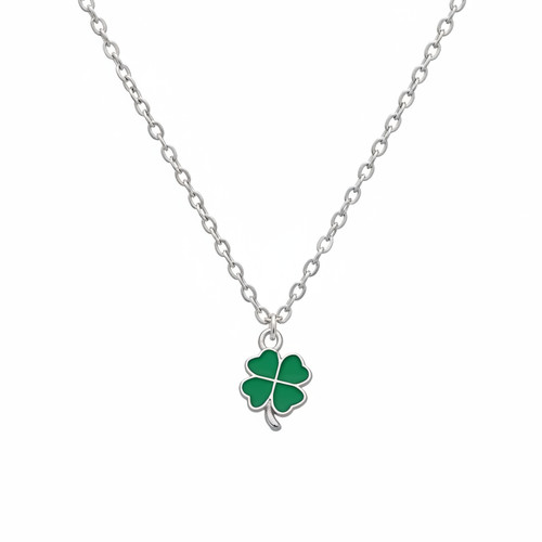 Collana con quadrifoglio verde - collana,