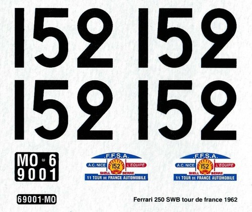 Decal ferrari 250gt - 1/24, swb