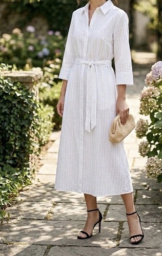 Abito camicia midi - , bianco