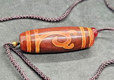 Ciondolo perline di agata tibetana antica Dzi Tibet artigianato cinese