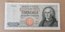 CINQUEMILA 5000 LIRE COLOMBO 1° TIPO UNA CARAVELLA REPUBBLICA ITALIANA