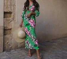 NEW ZARA PRINTED LINEN BLEND