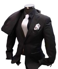 ABITO UOMO NERO SLIM DROP 7 MADE IN ITALY LANA TASMANIA  46 48 50 52 54 56 58