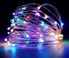 CATENA luminosa SOLARE 100 led + FLASH Luci di NATALE 10mt RAME da esterno ip44