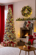 Albero di Natale Slim Innevato 180cm Pino Silvestre PVC PE Sistema Ombrello