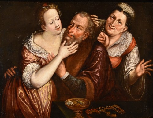 Dipinto antico coppia mal - antico,