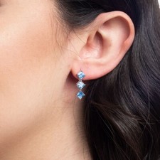 ORECCHINI TRITTICO DI PIETRE QUADRATA AZZURRO