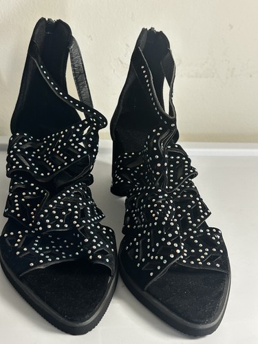 Sandali neri strass - , tacco