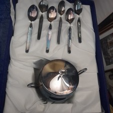 Antico Servizio Da 6 Cucchiaini Più Zuccheriera Argento 1000