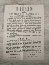 Potenza 1885 Prefetto Della Provincia Di Basilicata Circolare Fuochi D'artificio