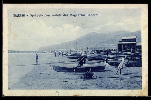 Salerno spiaggia con - salerno,, veduta