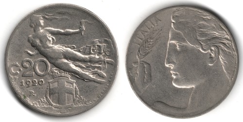 Italia centesimi 1920 - italia, 20