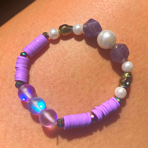 Bracciale elastico ametista - bracciale,