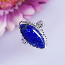 Anello marchesa pietra preziosa lapislazzuli argento sterling 925 inciso...
