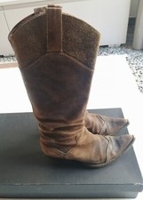 Stivali texani artigianali alti al ginocchio, in pelle invecchiata, n. 39