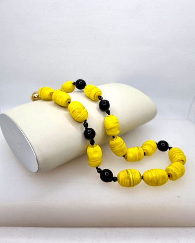 Collana vetro giallo nero - collana,