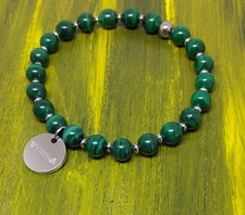 🔴🟠🟡 BRACCIALE UOMO MALACHITE E ACCIAIO