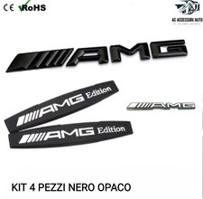 KIT 4PZ STEMMA ADESIVO BADGE PER MERCEDES AMG A B C E G CLA GL GLA GLC GLE NERO