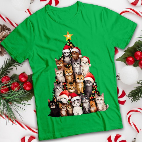 Shirt natalizia gatto albero - t-shirt,