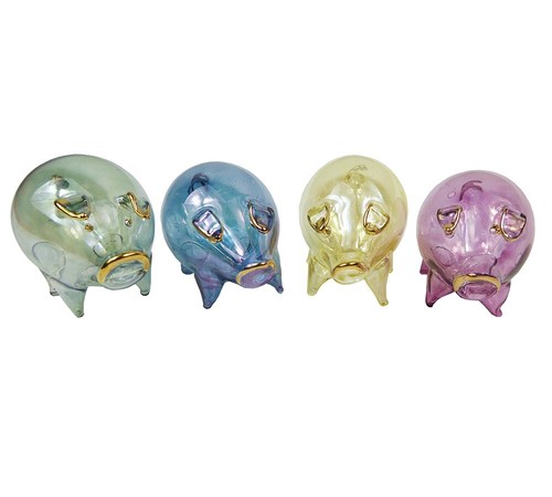 Maialini vetro decorativi set - vetro,
