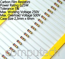 10 pezzi 100 Ohm 0,25W 5% Resistenze  a strato di carbone 100Ohm 1/4W
