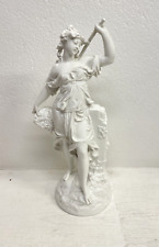 GRANDE SCULTURA CERAMICA DAMA BIANCA DONNA FIRMATA SC BASTONE FIGURA TUTTOTONDO