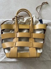 Borsa media Ralph Lauren POLO in pelle con tessuto a cestino nuova. $798.