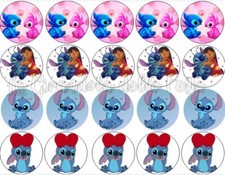 20PZ Cialda STITCH CUPCAKES /COPRI BISCOTTI Mini - Ostia con NOME per biscotto