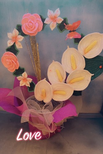 Composizione fiori uncinetto - fiori,
