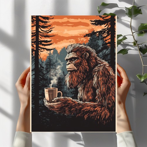 Bigfoot beve caffè poster
