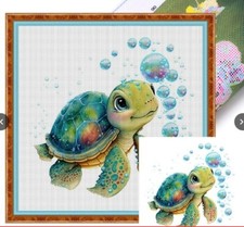 Kit prestampato per ricamo a punto croce con tartaruga marina, bambini cameretta