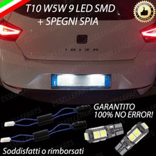 LUCI TARGA 9 LED SEAT IBIZA 5 V T10 W5W + SPEGNI SPIA NO ERROR BIANCO 6000K
