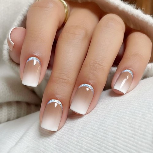 Bianco glitterato unghie gel - glitterato,