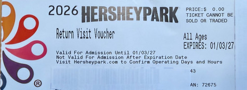Biglietto hersheypark scade - biglietto,