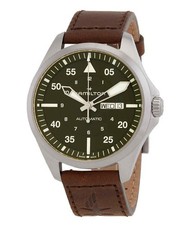 Orologio Uomo Hamilton Khaki Aviation Pilot Quadrante Verde H64635560 Impermeabile