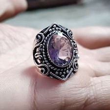 Anello da uomo in argento sterling 925 con grande gemma sfaccettata con...