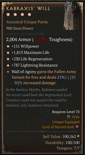 Diablo kabraxis will - kabraxis',