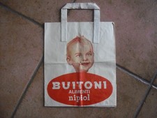RARA BORSA IN CARTA  PUBBLICITARIA PRODOTTI ALIMENTARI BUITONI NIPIOL ANNI '70