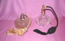 ANTICA COPPIA EROGATORI PROFUMO  VETRO  COLLEZIONE BAGNO CAMERA ANNI 40 VINTAGE