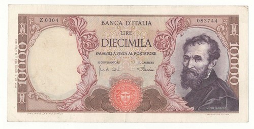 10000 lire michelangelo decr - lire,