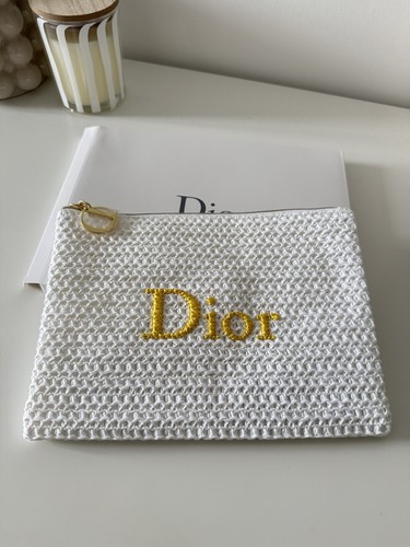 Dior borsa trucco rafia - borsa, bianca